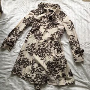 BCBG MaxAzria Floral Silk Trench